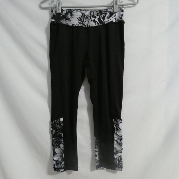 ENERGIE white printed floral black leggings, size small, junior, BNWOT - Picture 1 of 10
